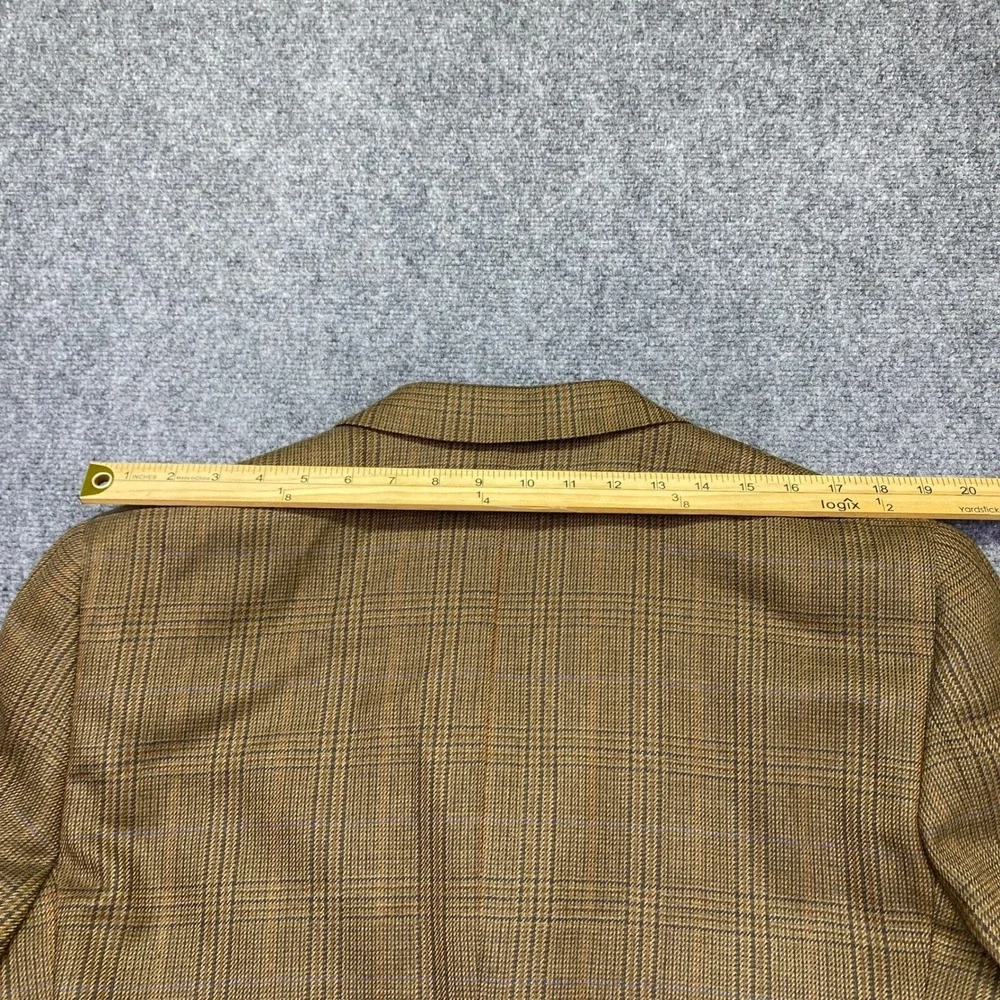 Club Room Mens 42R Wool Blazer Olive Glen Plaid Elbow Patches CF83B37503 NEW
